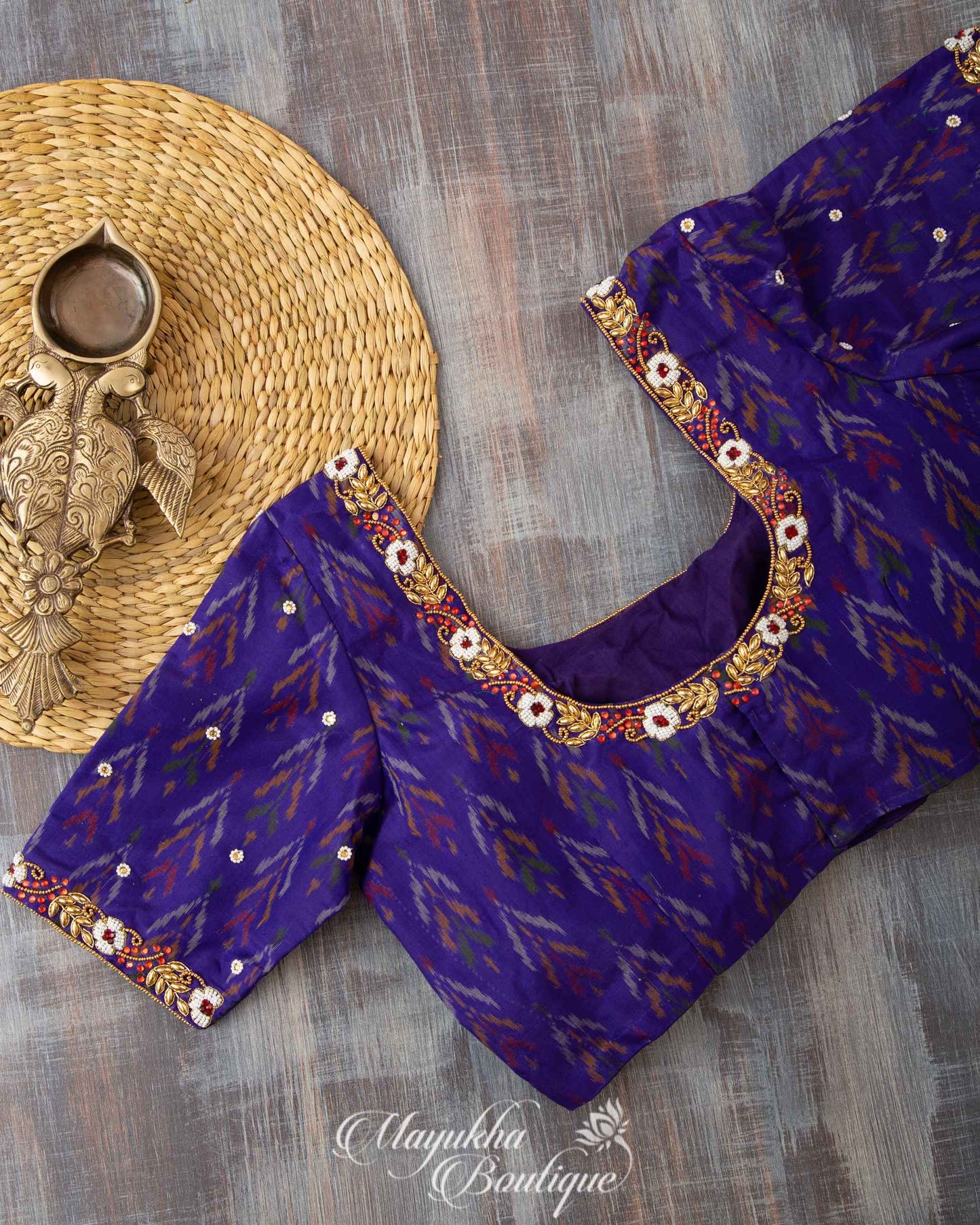 Bossy Blues Ikkat Sico Blouse mayukhasarees