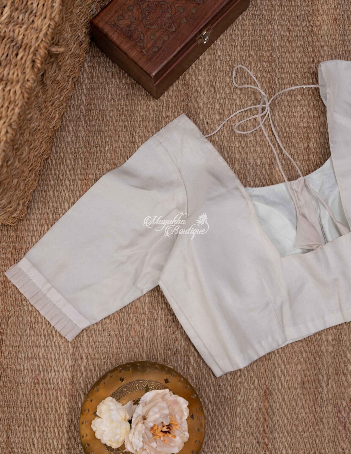 Chanderi Blend Bandini Print Blue & Beige Blue Bandhani Saree With Stitched Blouse In Size 38-44 mayukhasarees