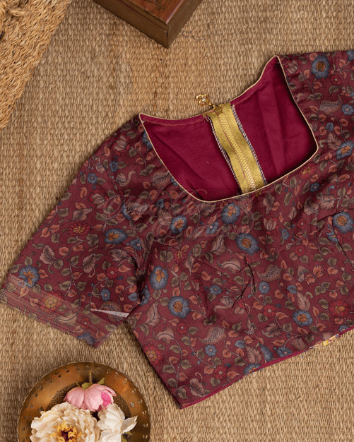 Chanderi Blend Beige Kalamakri Saree mayukhasarees