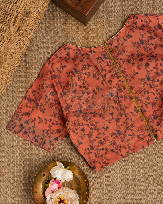 Chanderi Blend Kalamakri Blue Saree mayukhasarees