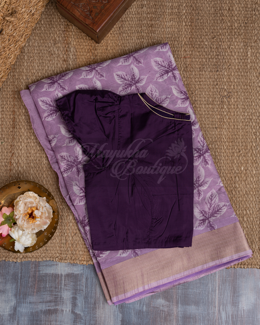 Chanderi Block Prints Lavender mayukhasarees