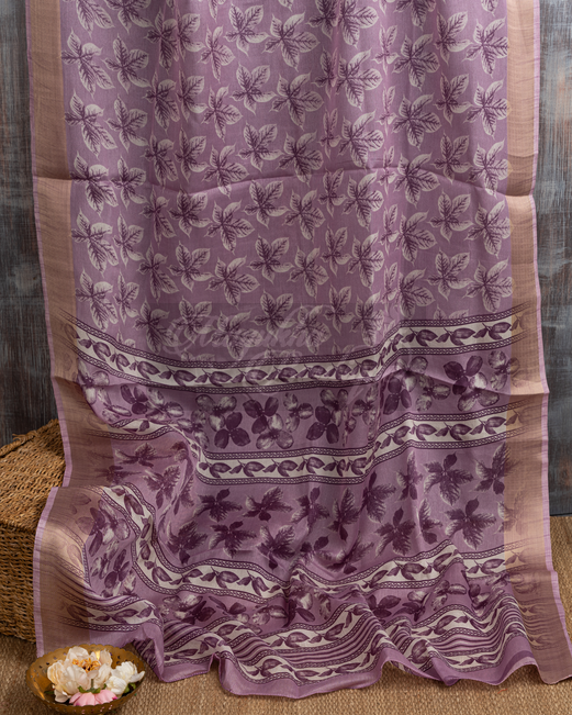 Chanderi Block Prints Lavender mayukhasarees