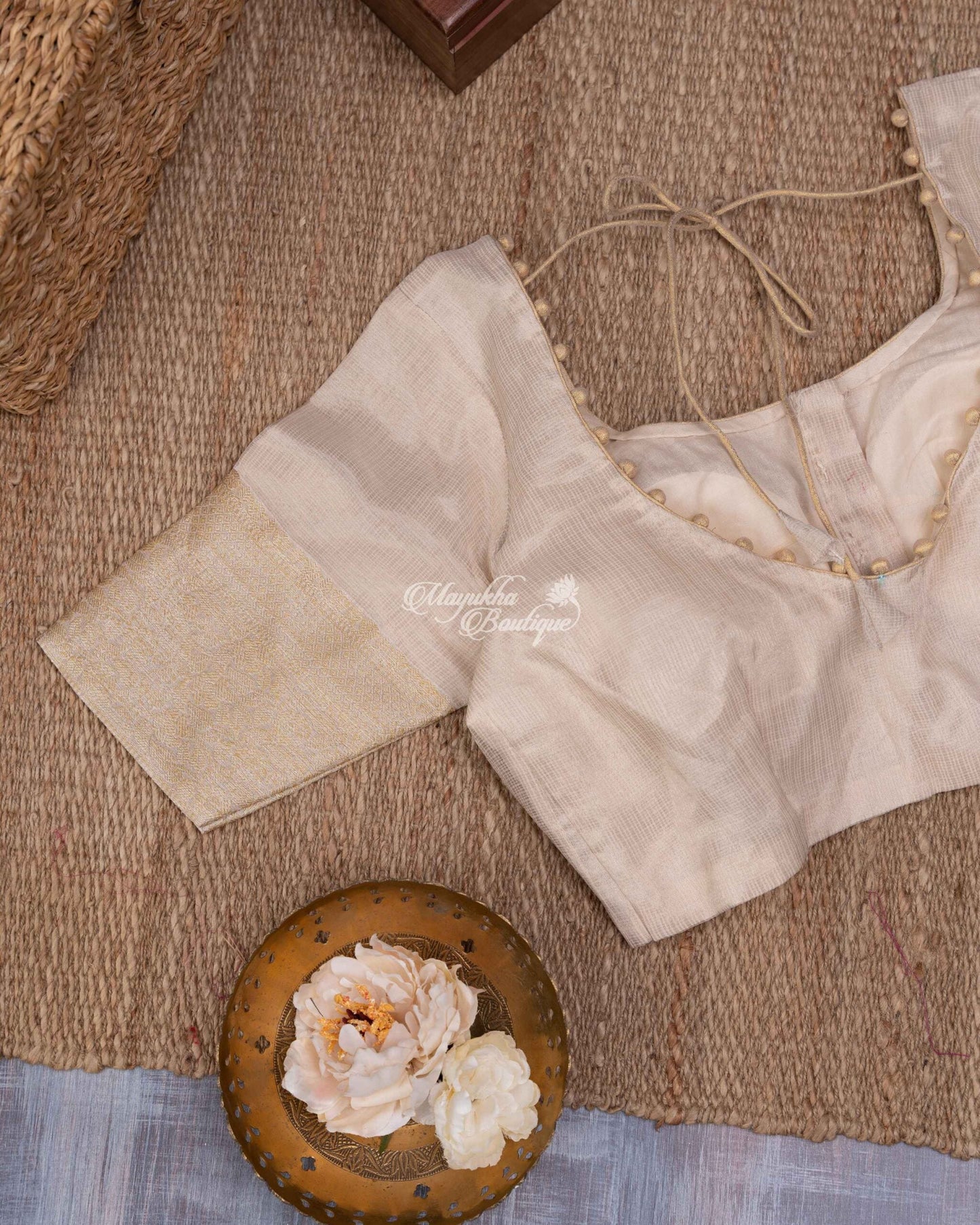 Chanderi With Block Prints Coffee & Beige Burgundy Bliss Saree With Stitched Blouse In Size 38-44 mayukhasarees