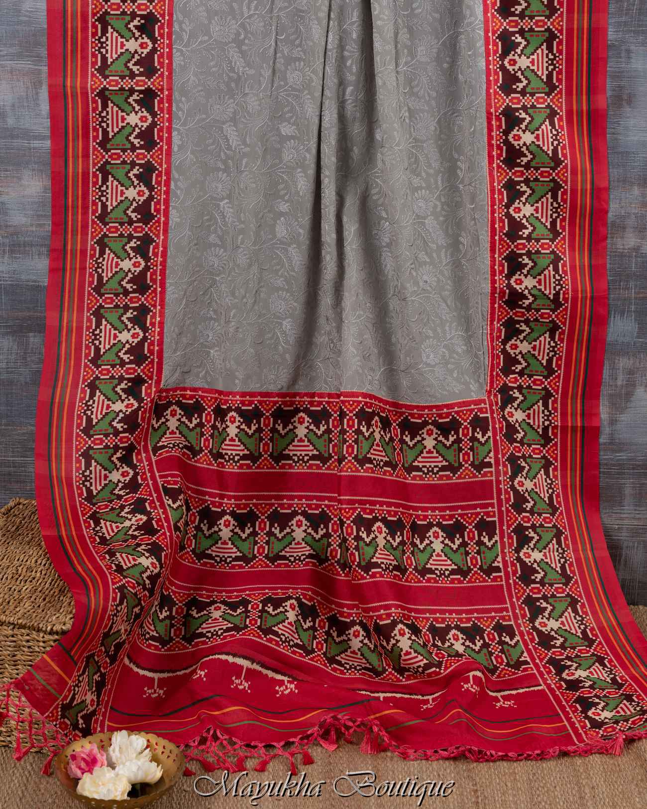 Grey Chikanakri Ikat Saree mayukhasarees