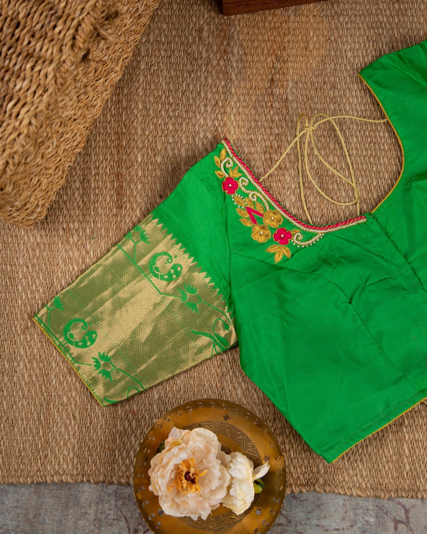 Kanchipuram Paithani Purple & Green Pristine Constant Saree With Stitched Blouse In Size 38-44 mayukhasarees