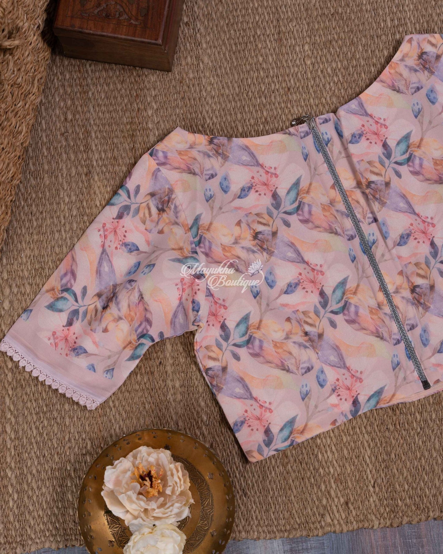 Light Weight Party Wear Georgette With Chikankari Embroidered Borders Pink Pink Blossoms Saree With Stitched Blouse In Size 38-44 mayukhasarees