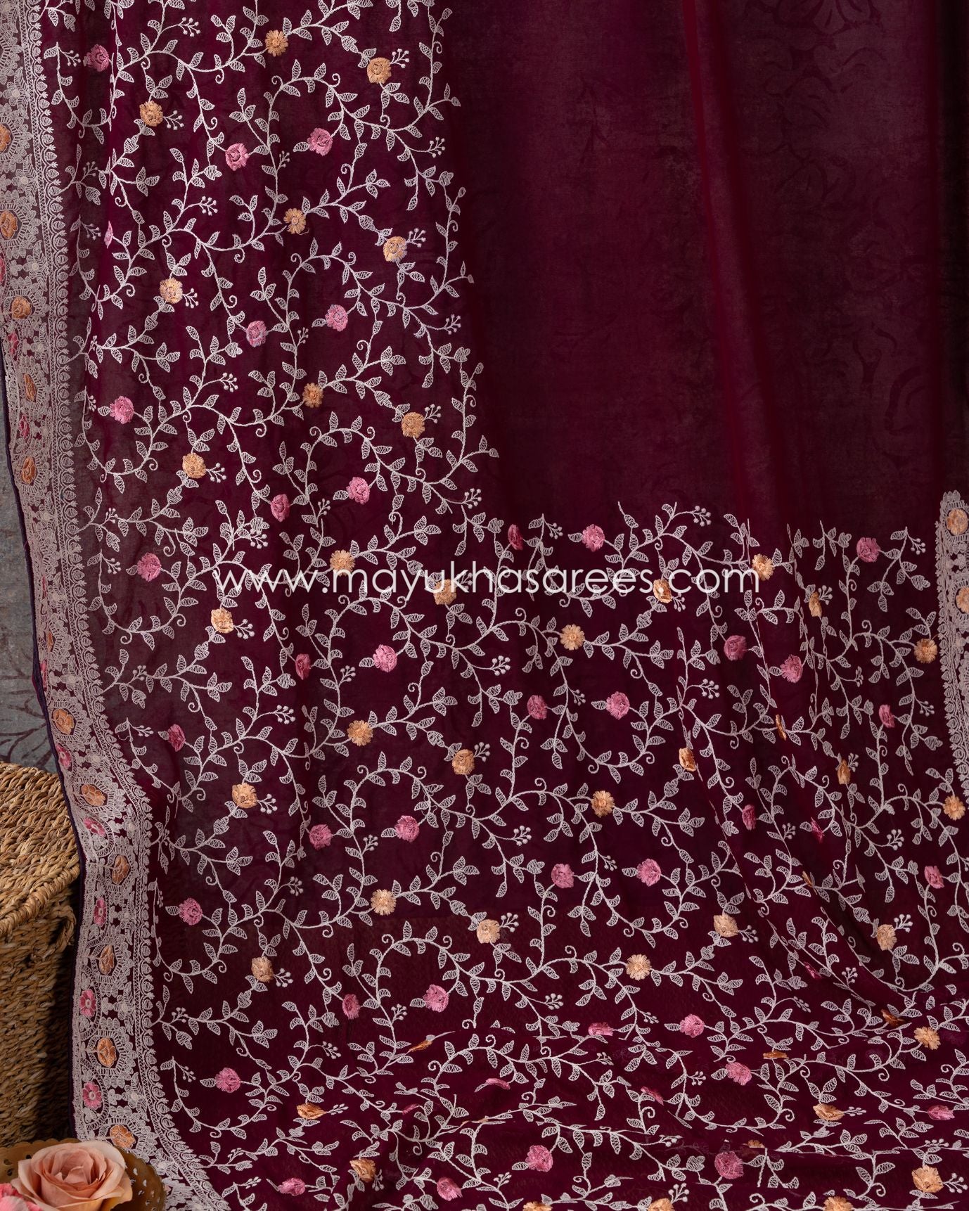 Kashmiri Wine Silk: Stitched Custom Blouse Saree Boutique For Mayukha