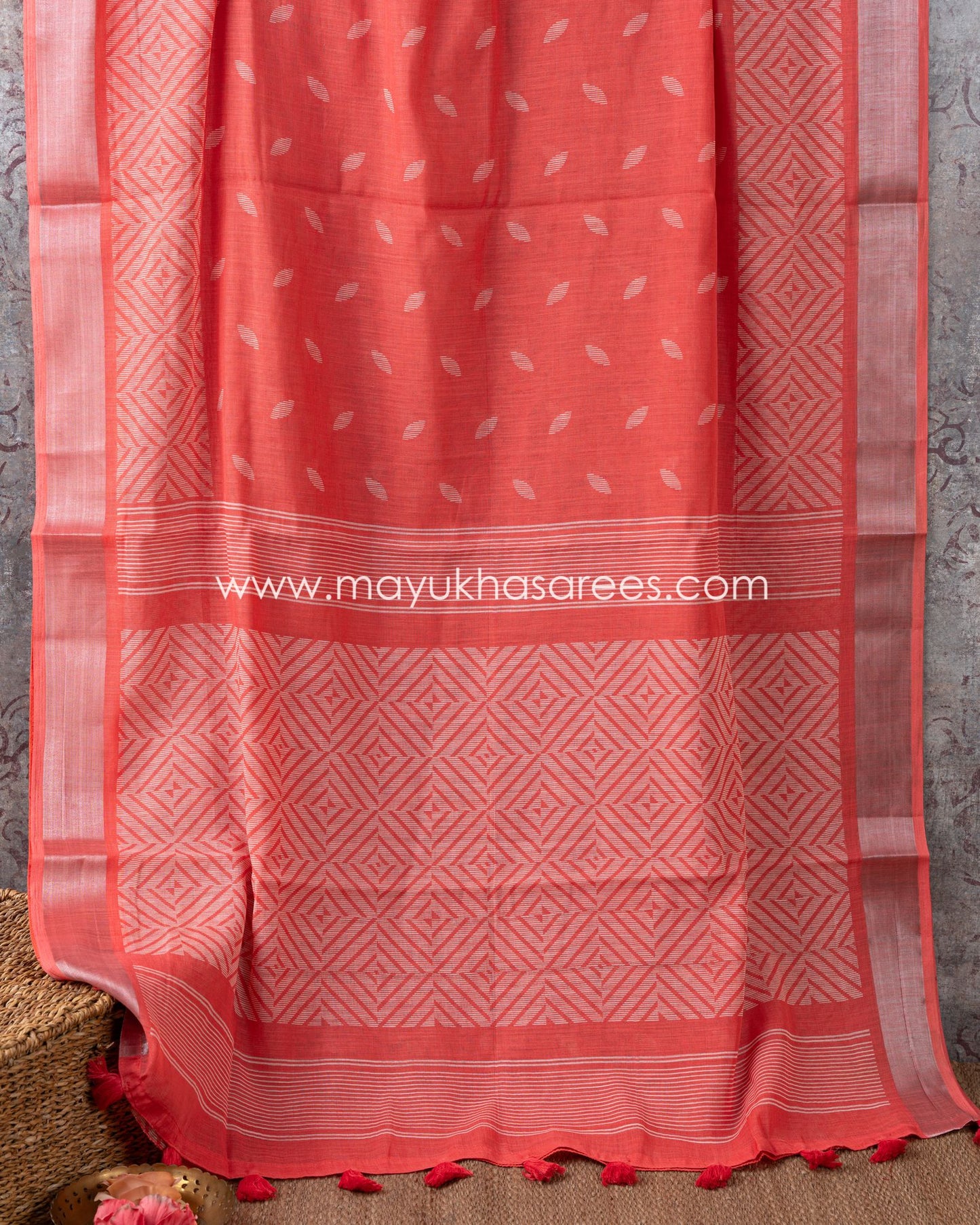 Peachy Elegance: Chanderi Cotton Silk Saree With Lace Blouse