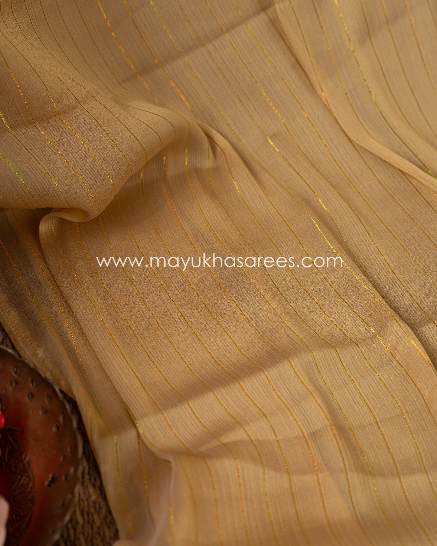 Kalamkari Bliss: Chiffon Saree With Pure Silk Almond And Multi Color Blouse