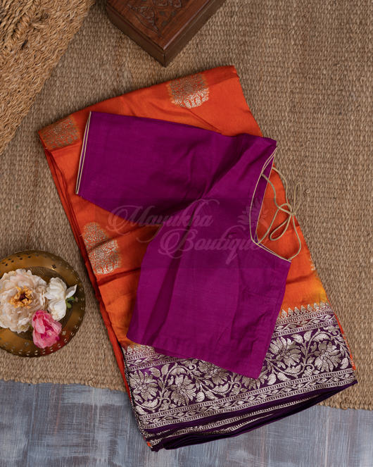 Orange Banarasi mayukhasarees