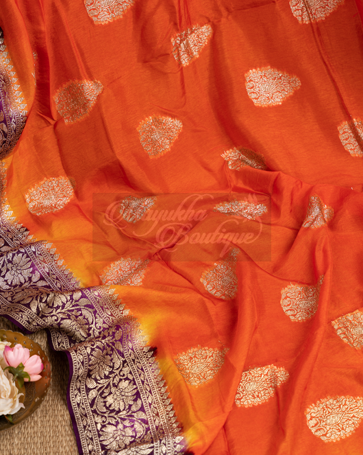 Orange Banarasi mayukhasarees