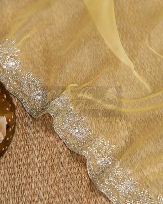 Organza Lemon Yellow Saree mayukhasarees