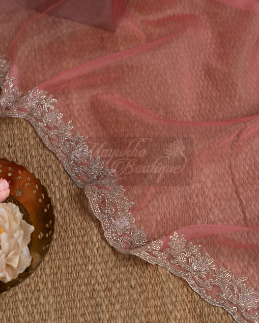 Organza Pure Silk Peach Saree mayukhasarees