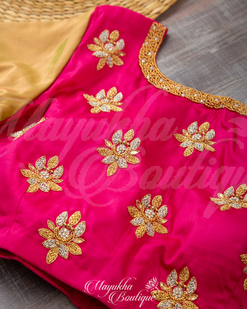 Paithani Green & Pink Saree With Stitched Blouse In Size 38-44 mayukhasarees