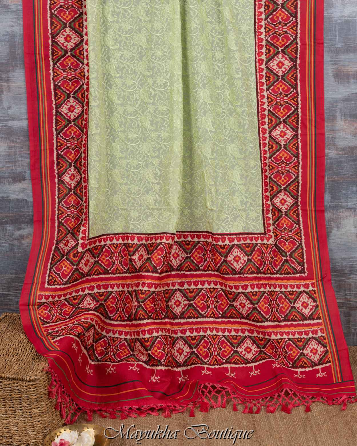 Pastel Green Chikankarii Saree mayukhasarees