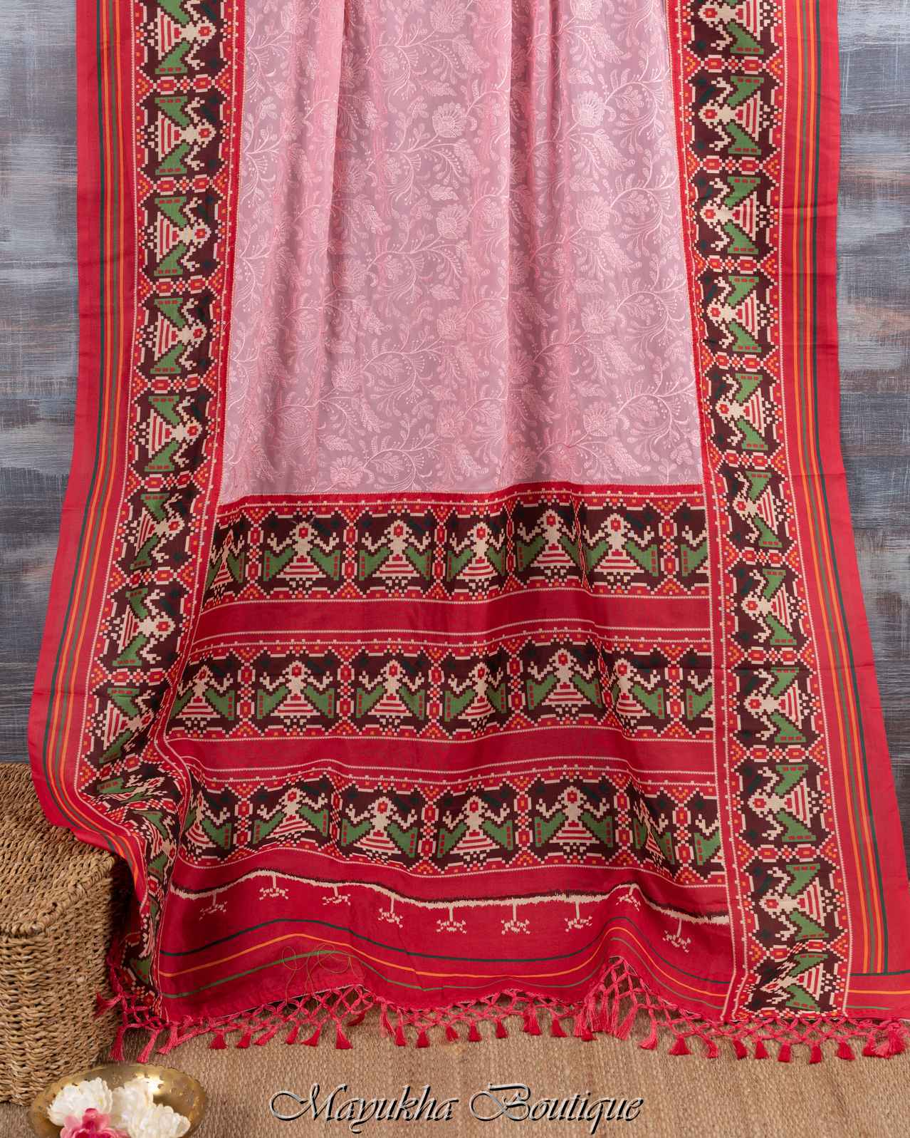 Pastel Pink Chikankari Saree mayukhasarees