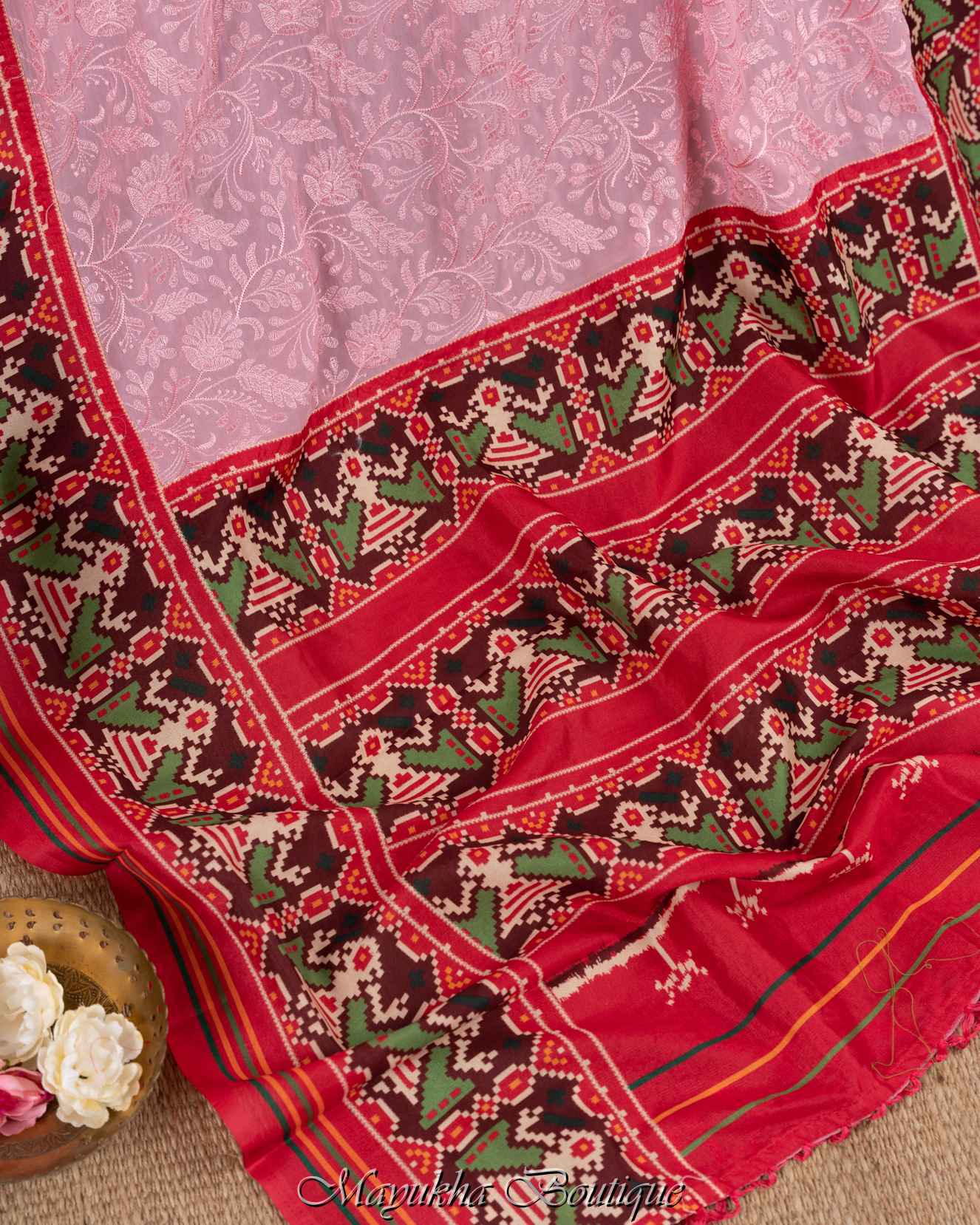 Pastel Pink Chikankari Saree mayukhasarees