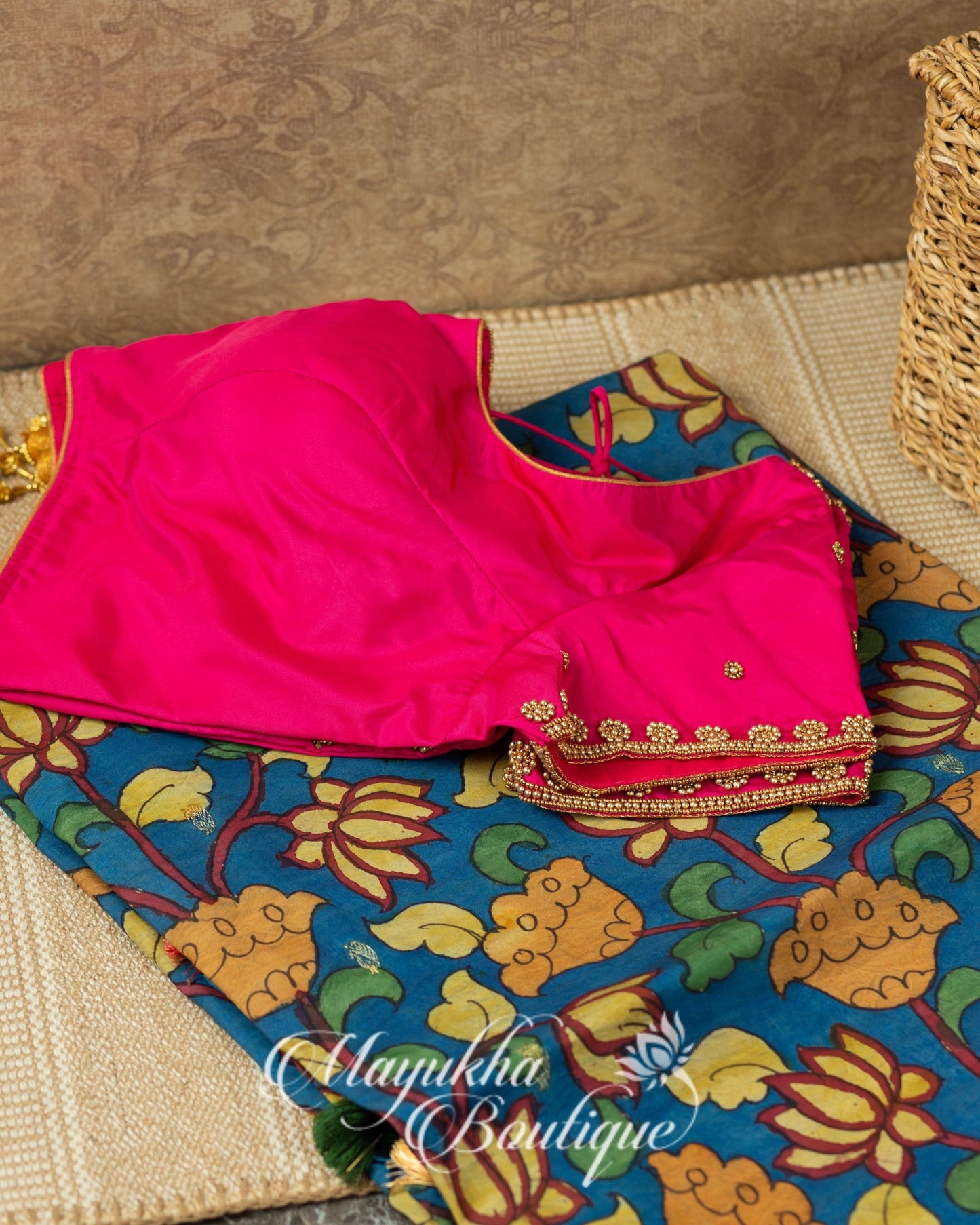 Pen Kalamkari On Pure Authentic Maharani Paithani mayukhasarees