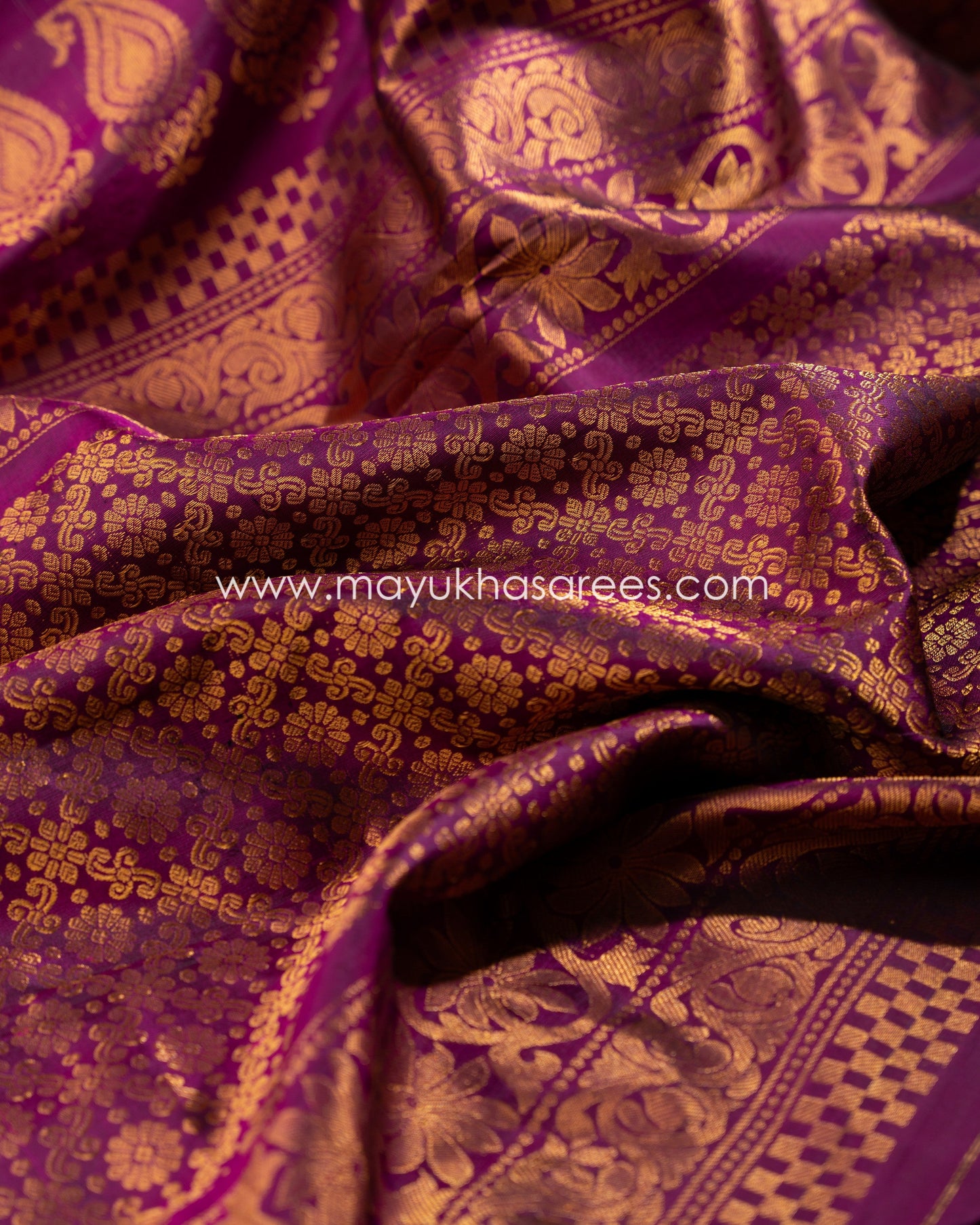 Pink And Purple Gadwal Brocade Silk Saree With Stitched Blouse mayukhasarees
