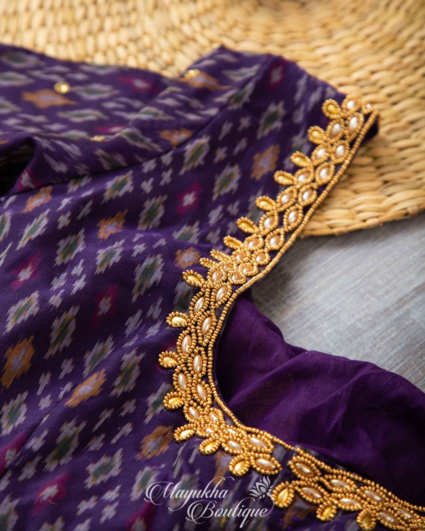 Pristine Purple Ikkat Sico Blouse mayukhasarees