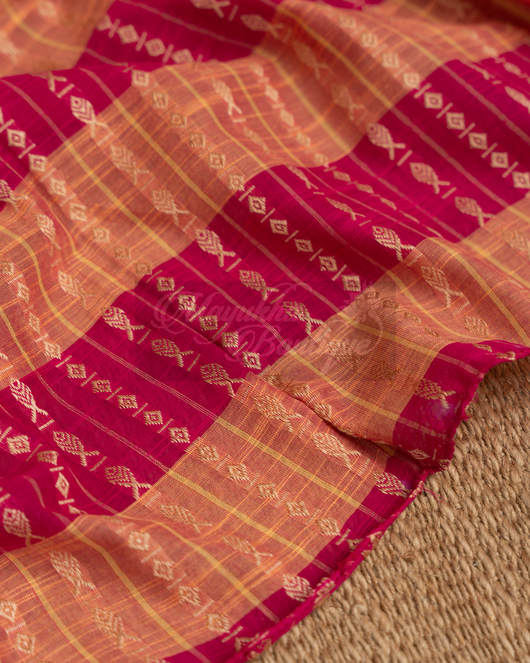 Pure Bhujodi Pink Cotton Saree mayukhasarees