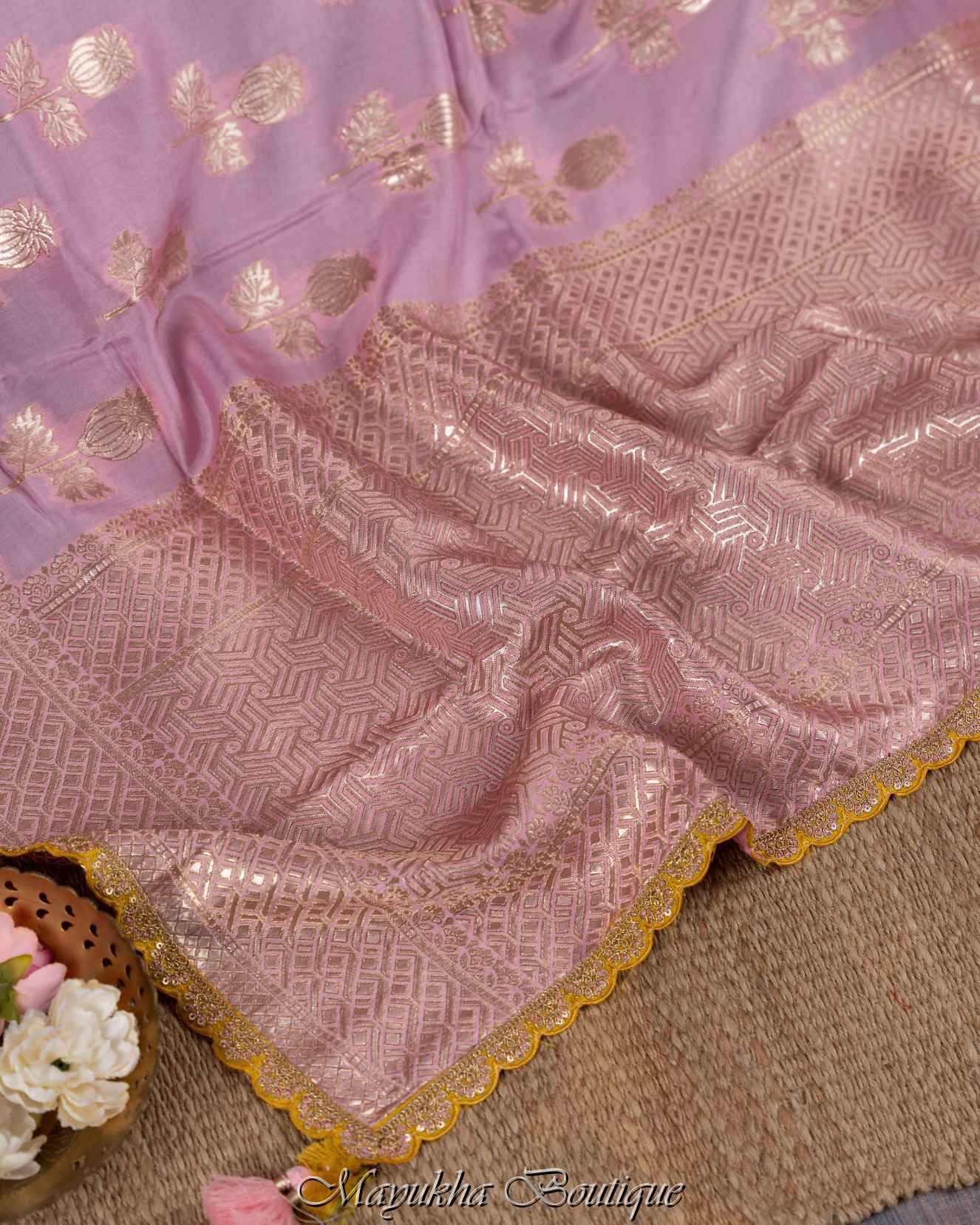 Pure Dola Silk Banarasi Pink Saree mayukhasarees