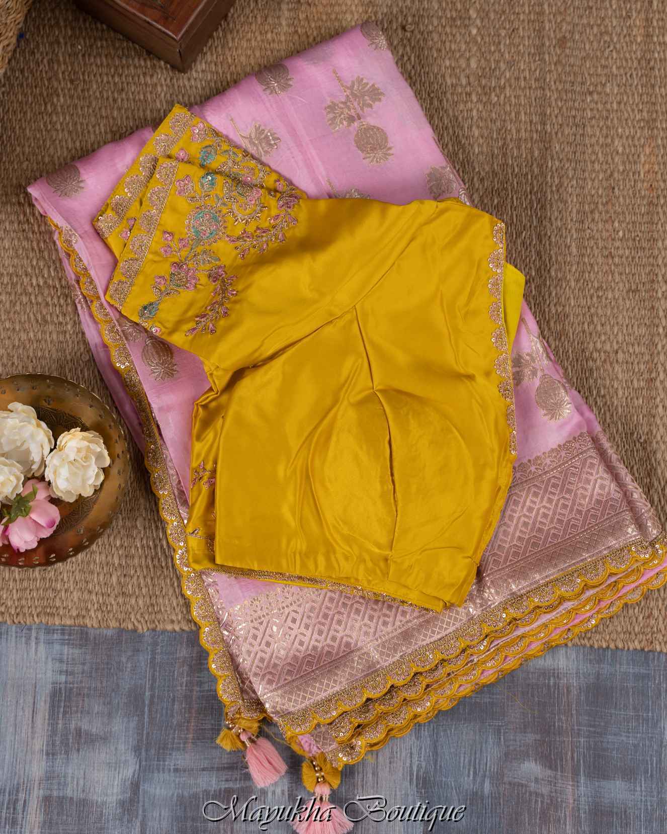 Pure Dola Silk Banarasi Pink Saree mayukhasarees