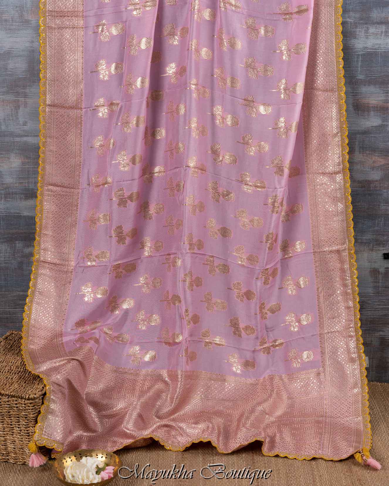 Pure Dola Silk Banarasi Pink Saree mayukhasarees