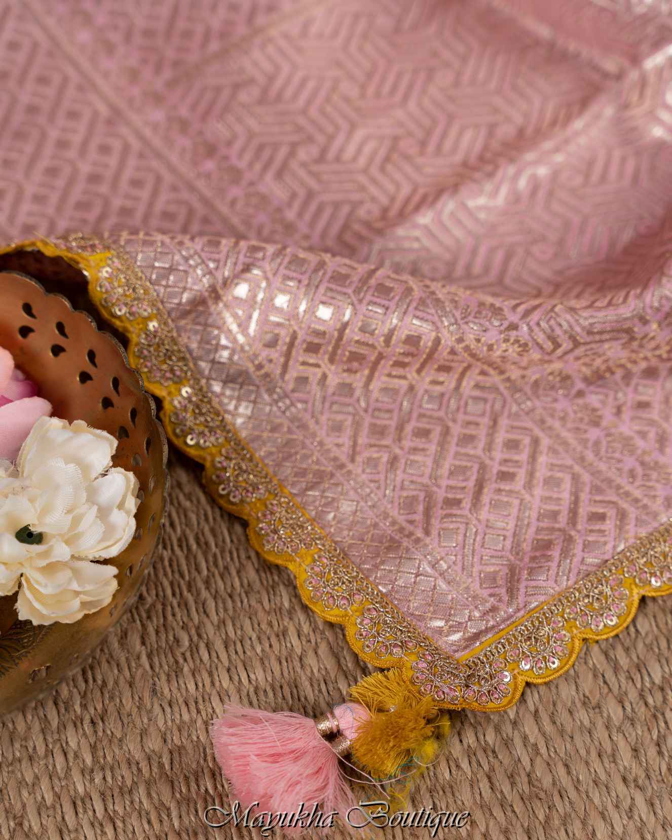 Pure Dola Silk Banarasi Pink Saree mayukhasarees