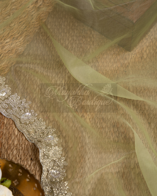 Pure Organza Pastel Green Silk Saree mayukhasarees