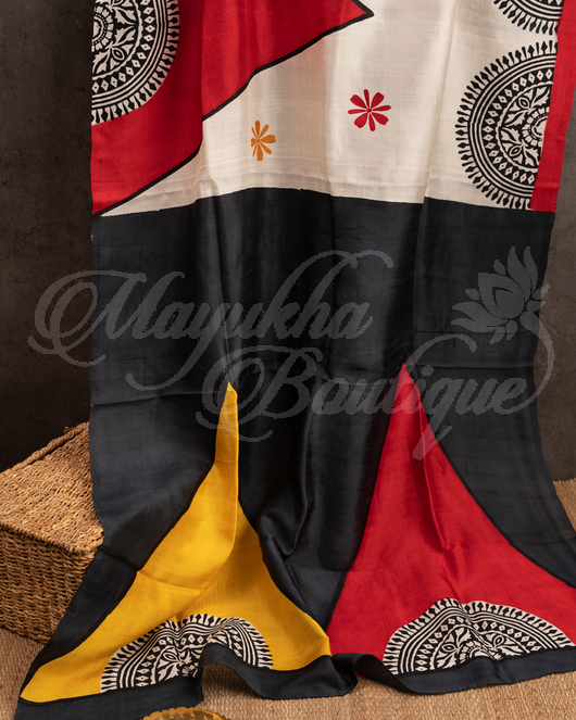 Pure Silk Hand Block Prints Saree With Stitched Blouse In Size 38-44 mayukhasarees