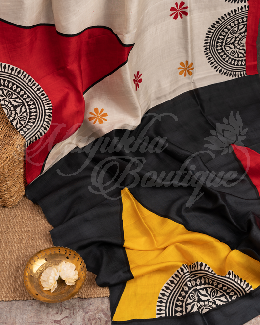 Pure Silk Hand Block Prints Saree With Stitched Blouse In Size 38-44 mayukhasarees