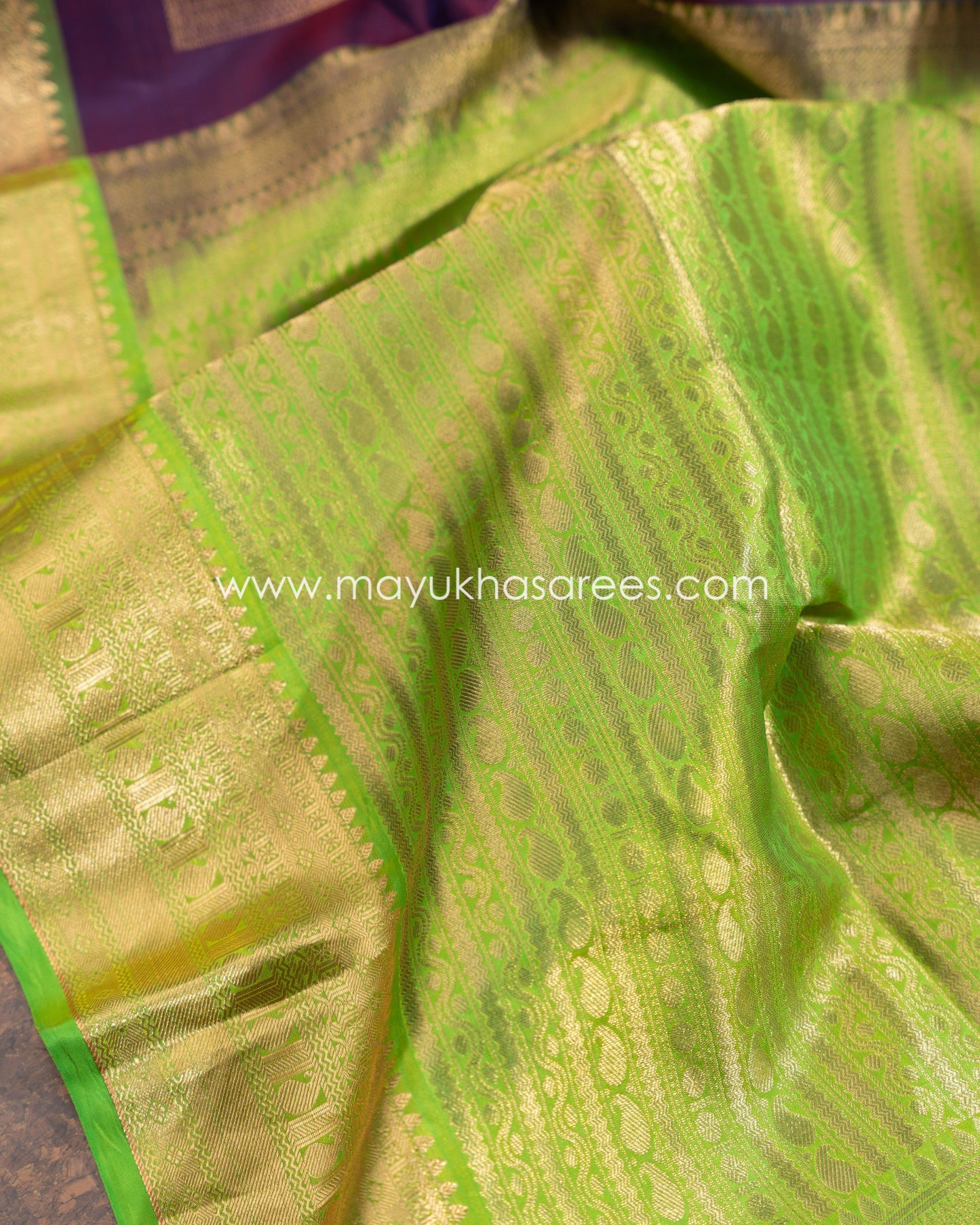 Purple And Green Kanchipuram Koravai Silk Saree With Stitched Blouse mayukhasarees