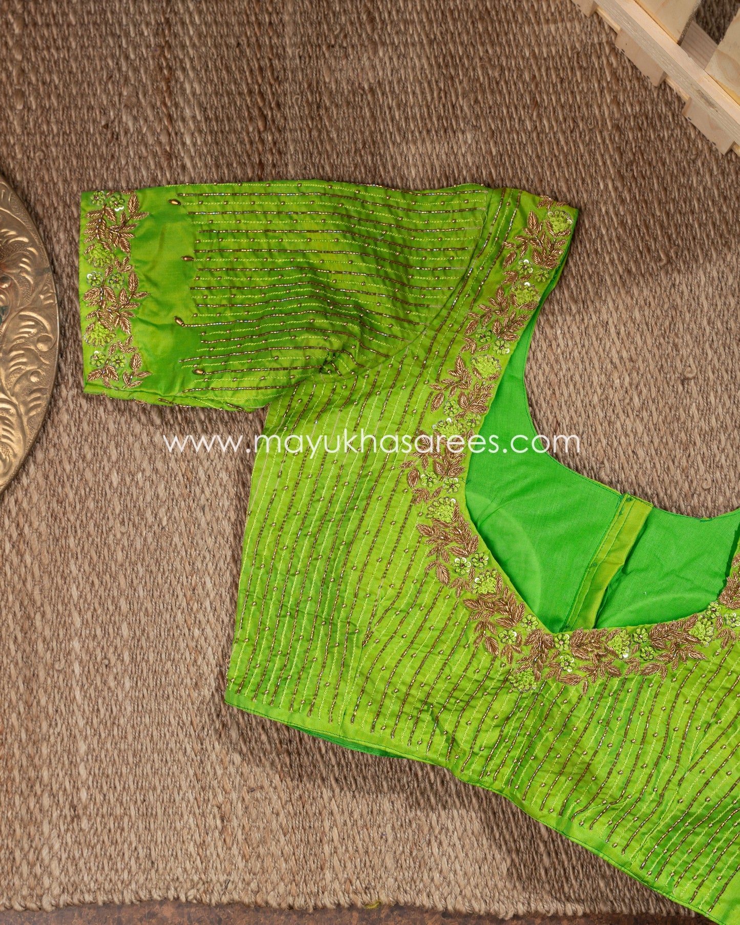 Purple And Green Kanchipuram Koravai Silk Saree With Stitched Blouse mayukhasarees