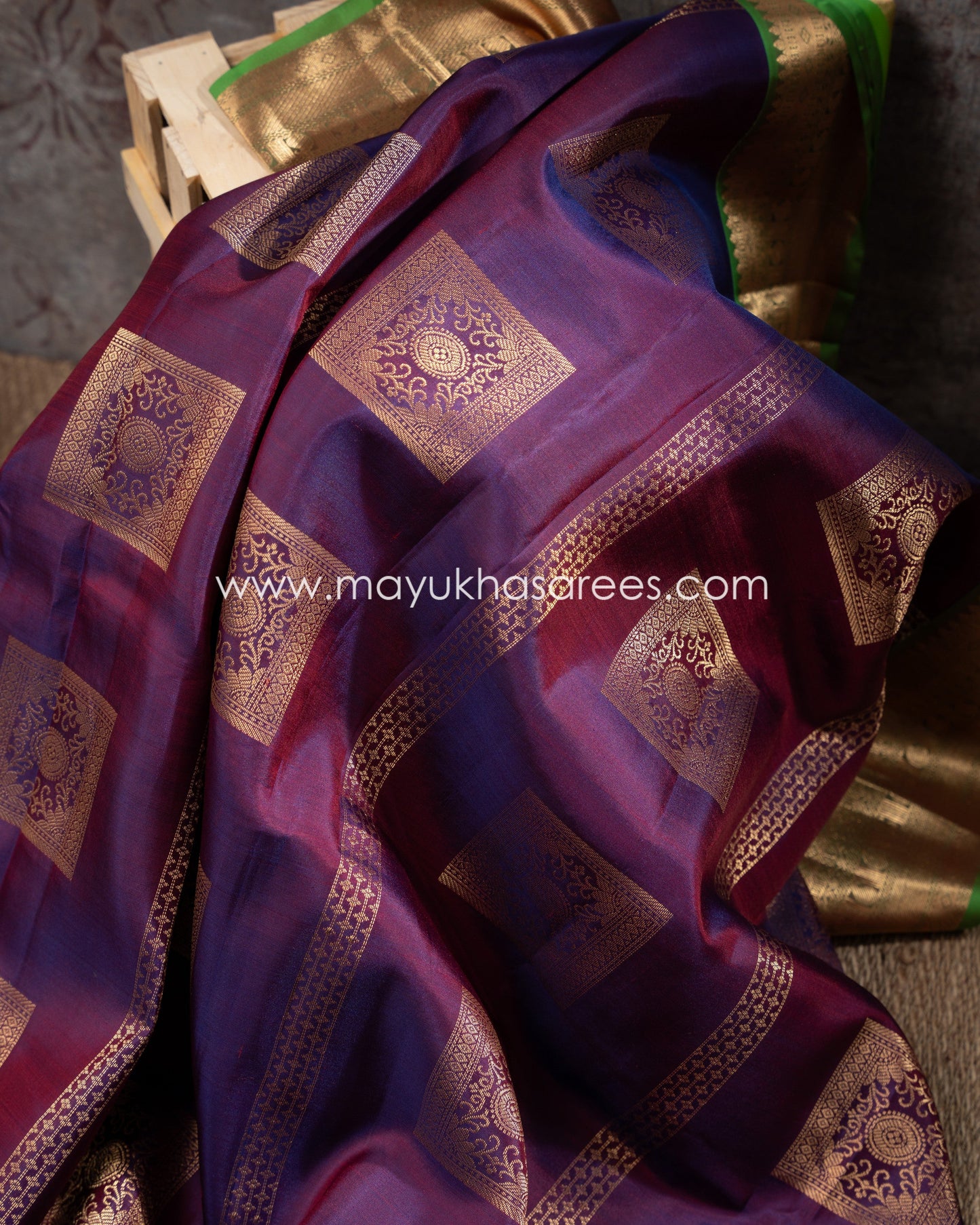 Purple And Green Kanchipuram Koravai Silk Saree With Stitched Blouse mayukhasarees