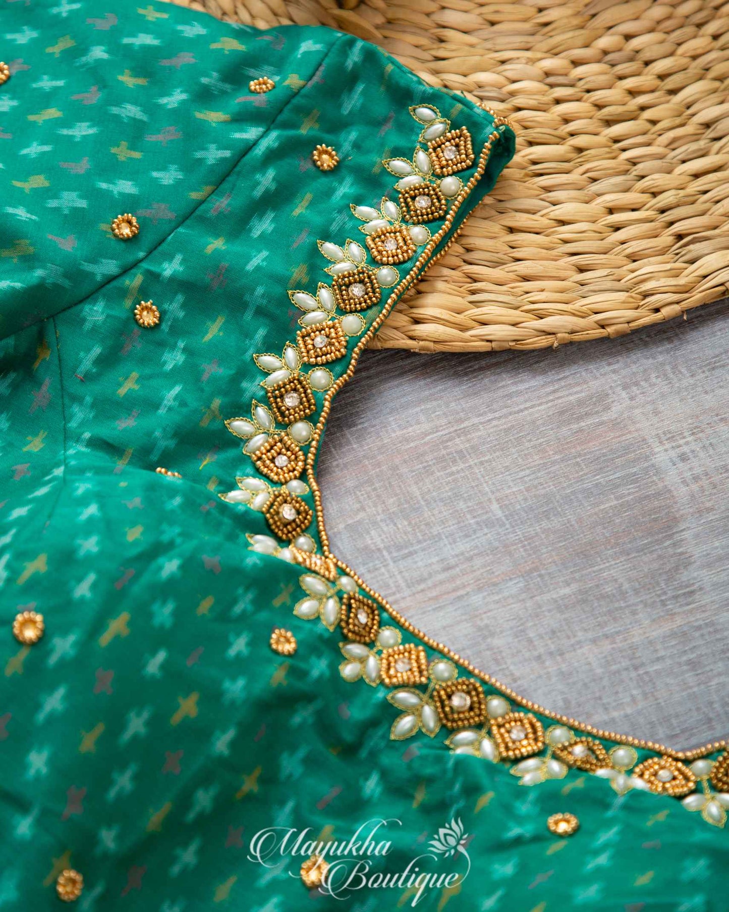 Sea Opulence Ikkat Sico Blouse mayukhasarees