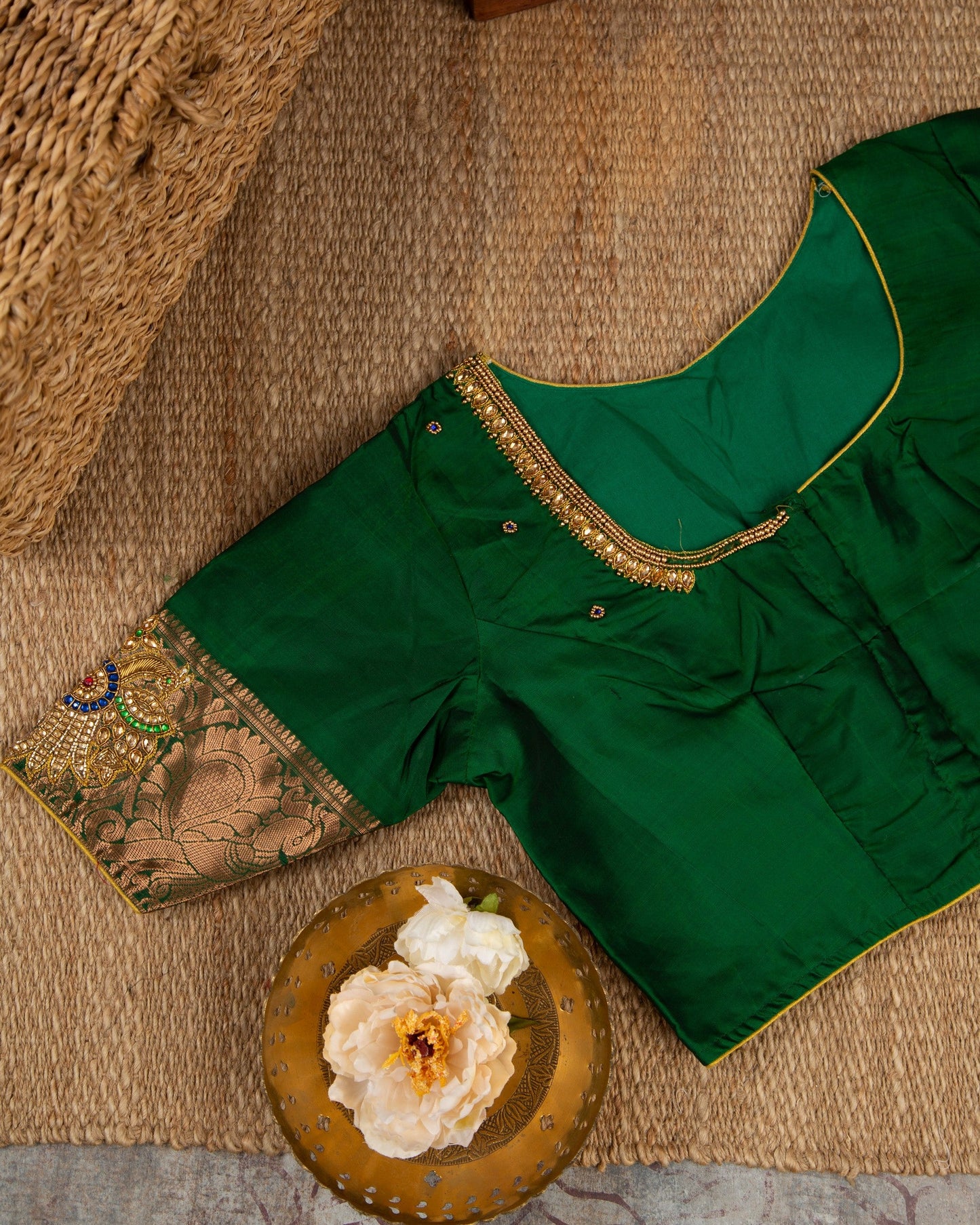 Tissue Linen With Machine Embroidery Yellow With Red Dancing Dawn Saree With Stitched Blouse In Size 38-44 mayukhasarees