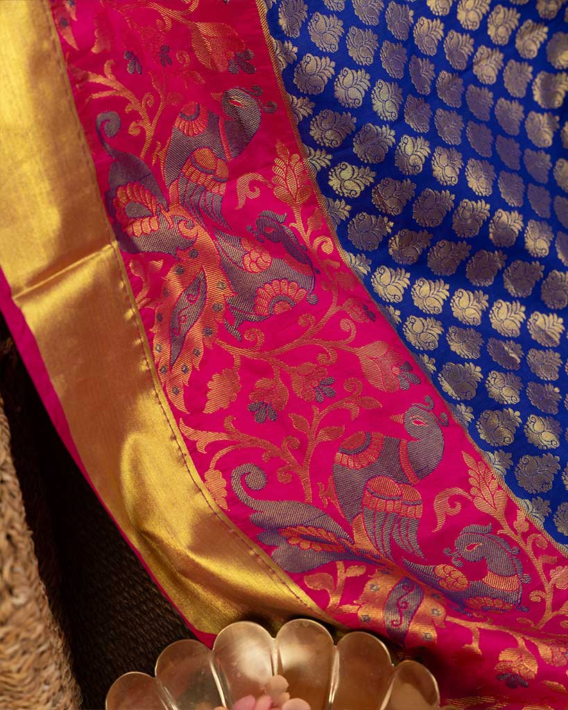 Powerloom Brocade Kanchipuram Saree And Stitched Blouse In Size | Blouse Size 38-44 | Free Shipping
