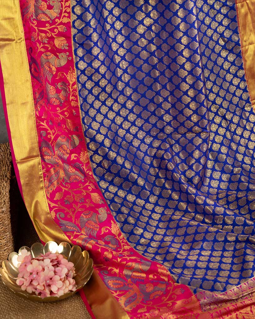 Powerloom Brocade Kanchipuram Saree And Stitched Blouse In Size | Blouse Size 38-44 | Free Shipping