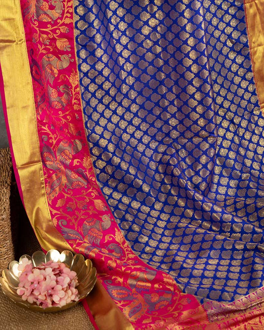 Powerloom Brocade Kanchipuram Saree And Stitched Blouse In Size | Blouse Size 38-44 | Free Shipping
