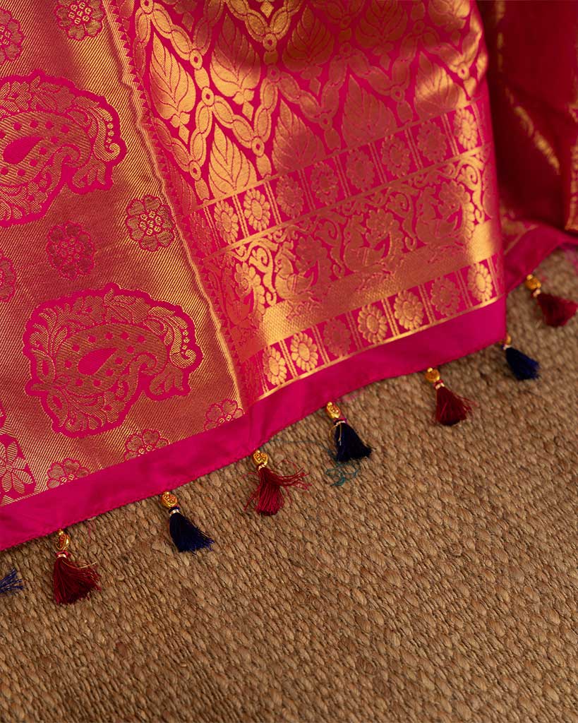 Powerloom Brocade Kanchipuram Saree And Stitched Blouse In Size | Blouse Size 38-44 | Free Shipping
