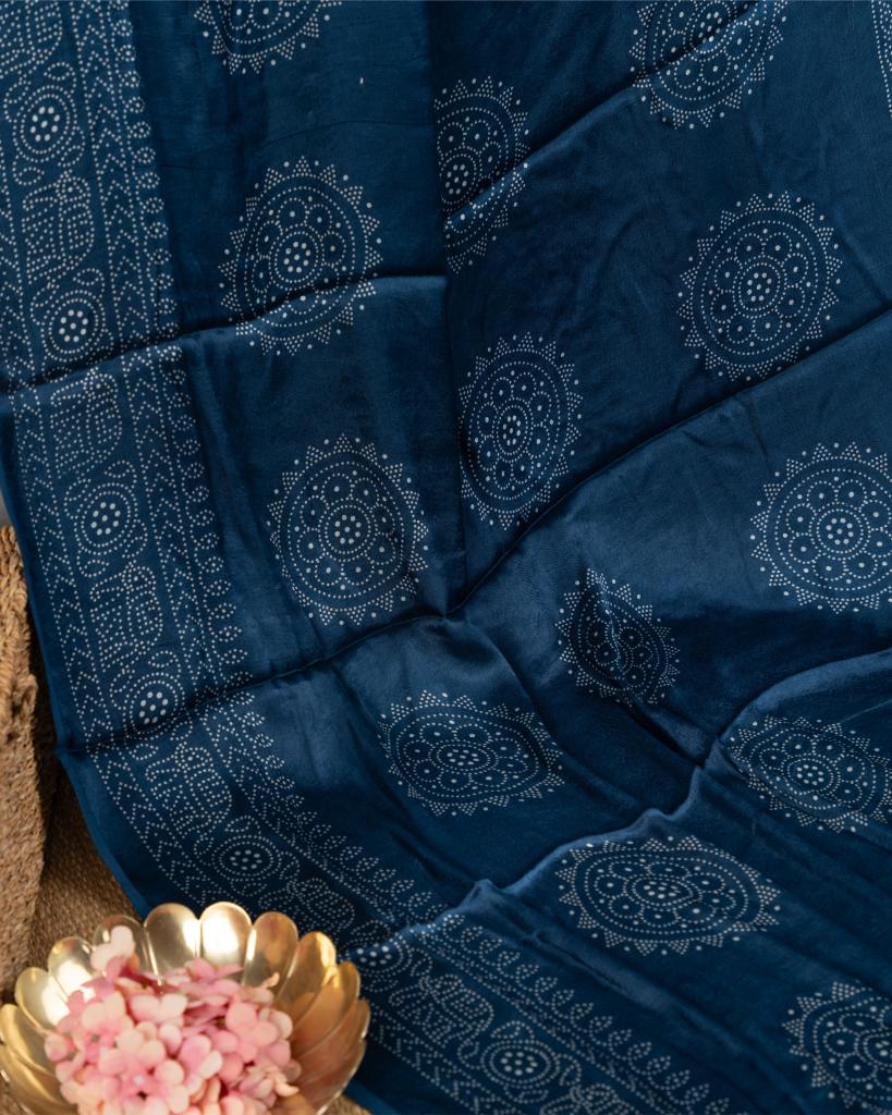 Teal Gajji Silk Saree with Kalamkari Handword Ajrak Silk Blouse | Blouse Size 38-44” | Free Shipping Printed Black Irkal Silk Saree with PinkBorders and Pearl Embroidered Pink Blouse | Blouse Size 38-44 | Free Shipping