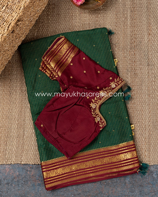 Silk Splendor: Mysore Silk Pure Crepe Saree With Stitched Custom Blouse