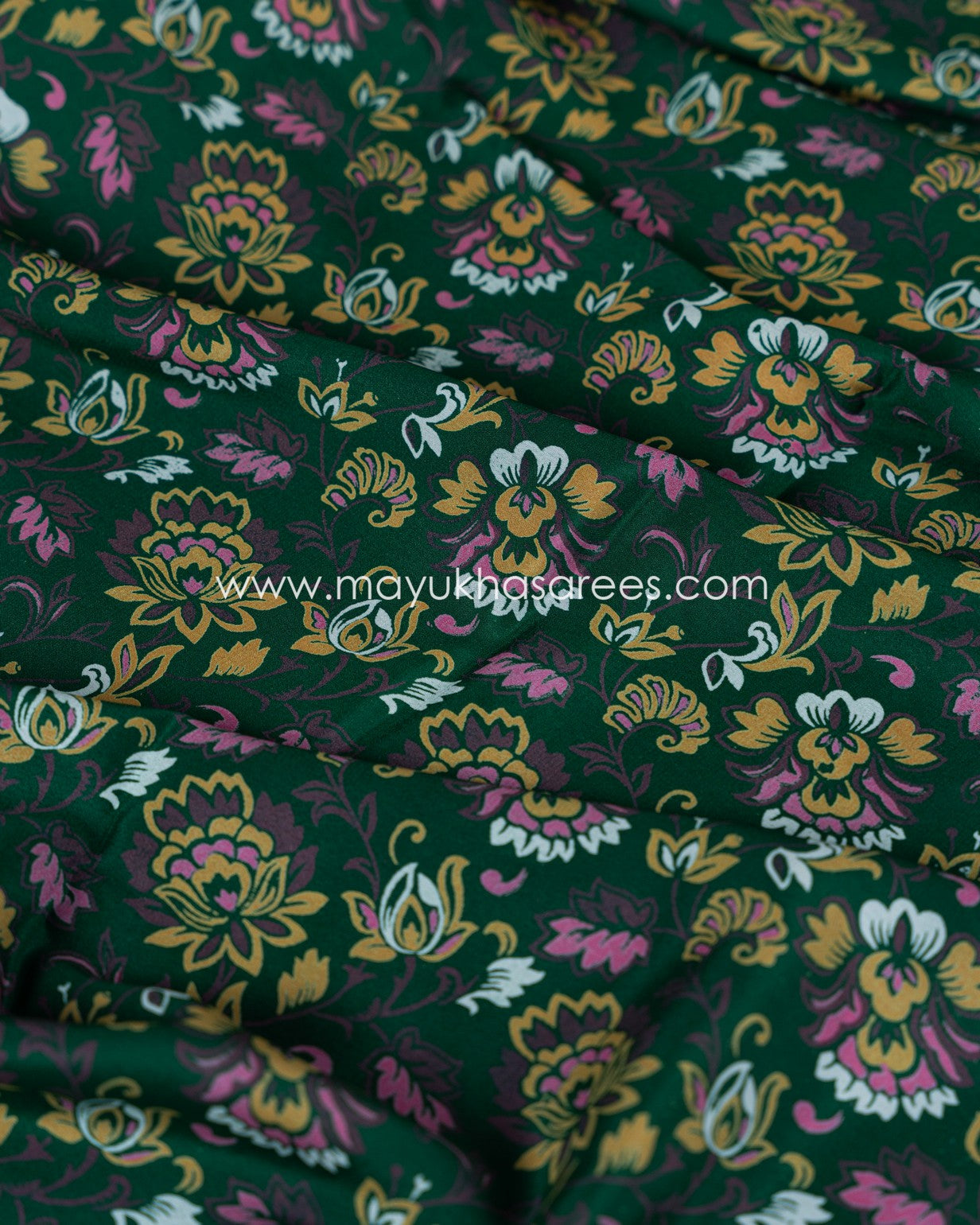 Mayukha Sarees Boutique: Mysore Silk Pure Crepe Floral Bliss