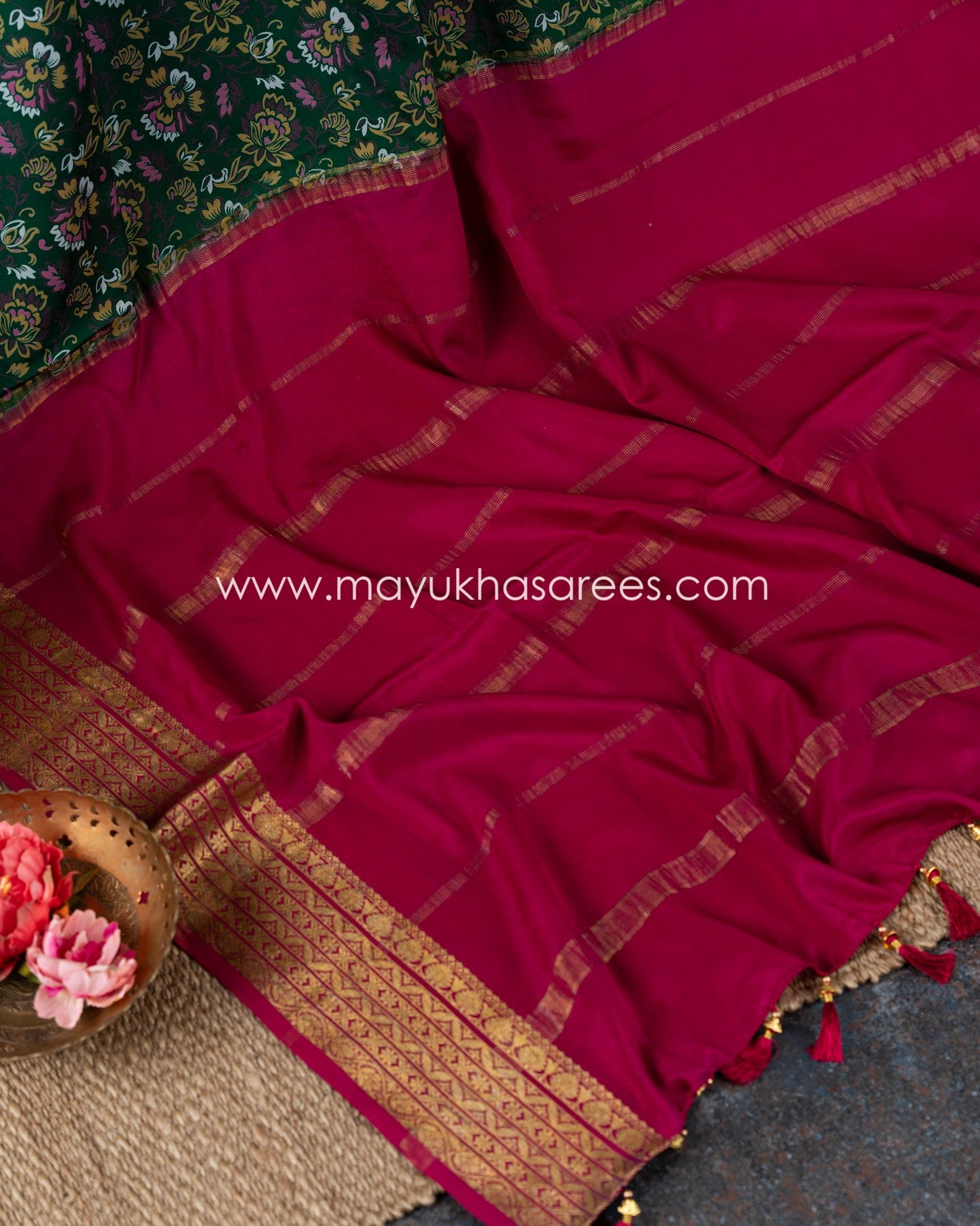 Mayukha Sarees Boutique: Mysore Silk Pure Crepe Floral Bliss