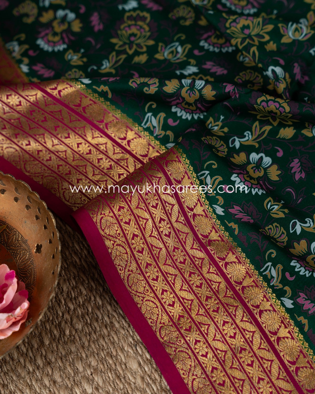 Mayukha Sarees Boutique: Mysore Silk Pure Crepe Floral Bliss