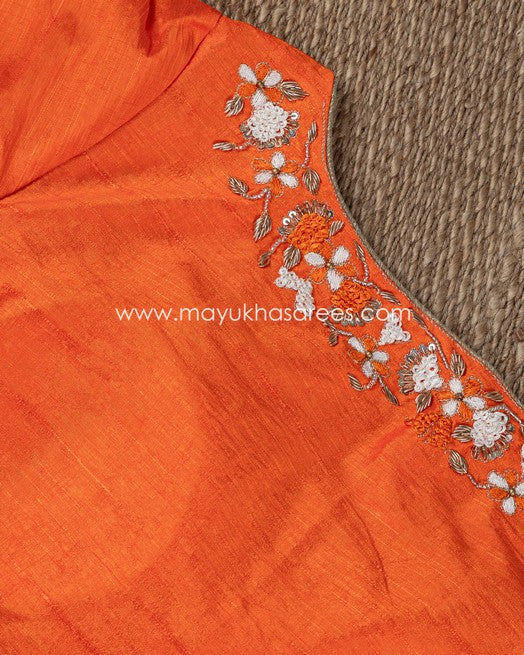 Peachy Shibori Bliss - Designer Saree With Rawsilk Maggam Blouse