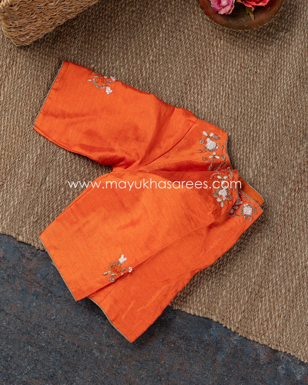 Peachy Shibori Bliss - Designer Saree With Rawsilk Maggam Blouse