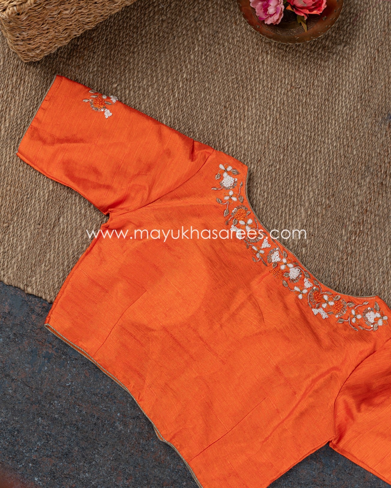 Peachy Shibori Bliss - Designer Saree With Rawsilk Maggam Blouse