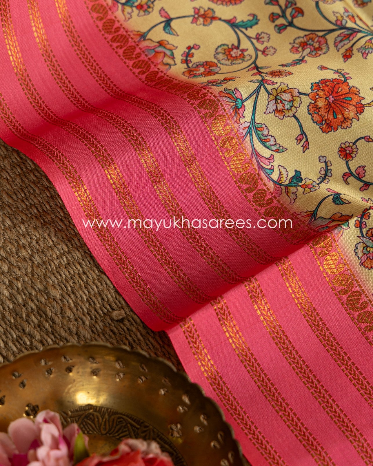 Yellow and Pink Dola Silk Saree with Floral kalamkari and Pichwai Printed Saree with Blouse 38-44